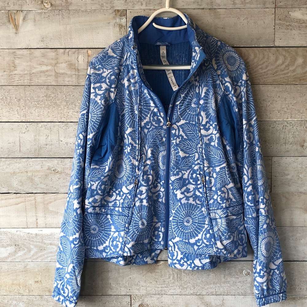 lululemon athletica Blue Floral Mandala Bomber Jacket